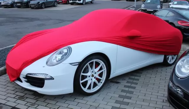 Vollgarage Schutzdecke Car-Cover Indoor Rot mit Spiegeltaschen für Porsche 991