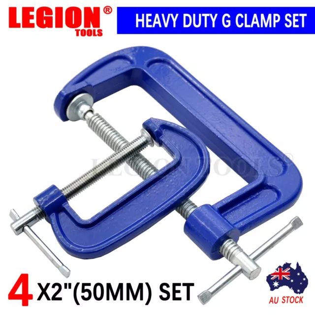 4X2" Heavy Duty G Clamp Set Workbench Grip Tool Carpentry Metalwork Vice Grip