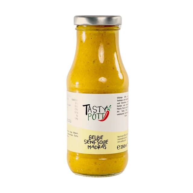 39,96 €/L Tasty Pott salsa di senape gialla madras 250 ml salsa immersione griglie cucina senape