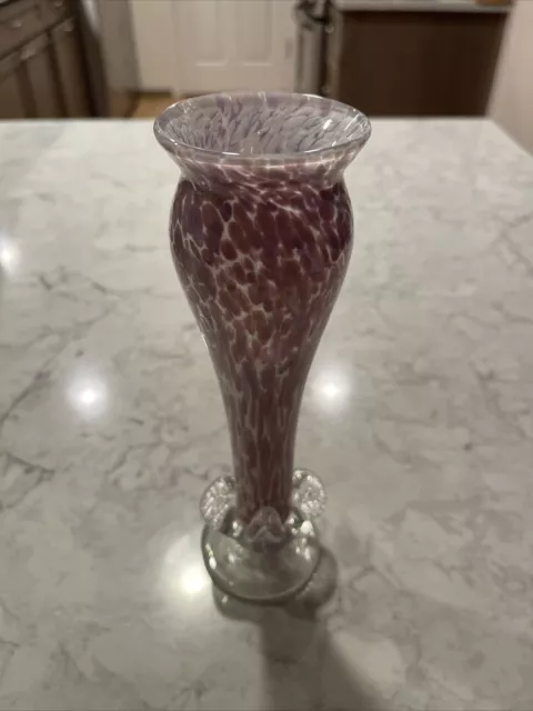 Gorgeous Hand Blown Art Glass Vase Purple; Signed