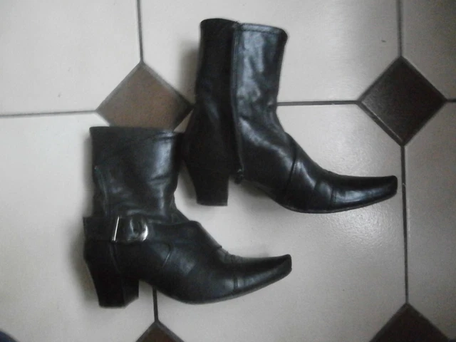 bottines noires en cuir  femme pointure 36