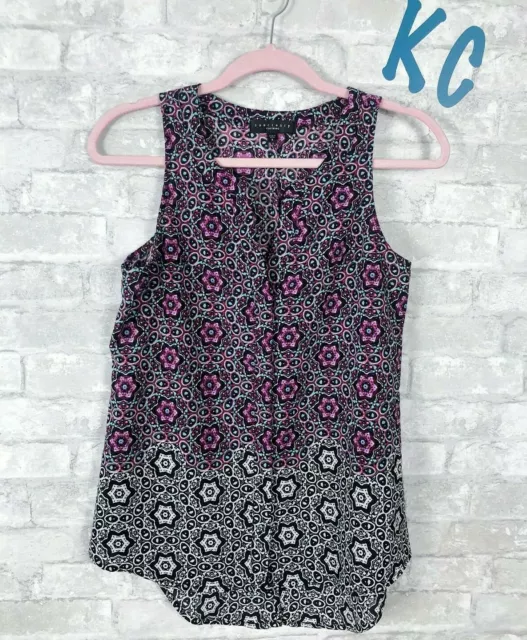 Sanctuary Anthropologie Tank Top Sleeveless Split V Neck Boho Purple Pink Sz S