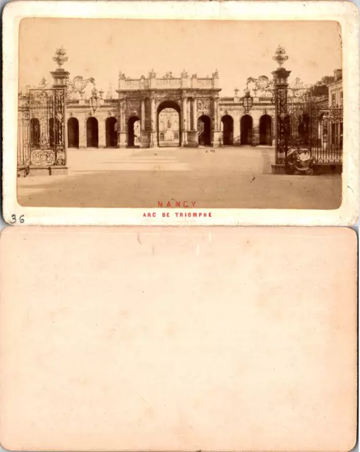 France, Nancy, Arc de Triomphe Vintage CDV Albumen Business Card CDV, Pulrag