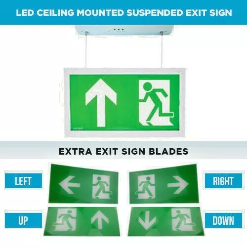 Led Hanging Emergency Exit Sign Light Surface Mounted Overdoor Fire Exit Light