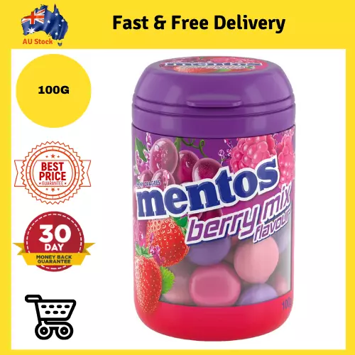 New MENTOS Berry Mix Candy Bottle, 100g Free Delivery