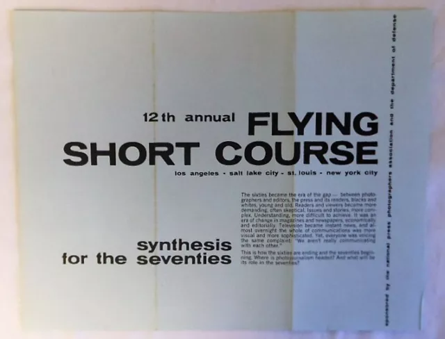 1970 National Press Photographers 12TH ANNUAL FLYING SHORT COURSE Registration