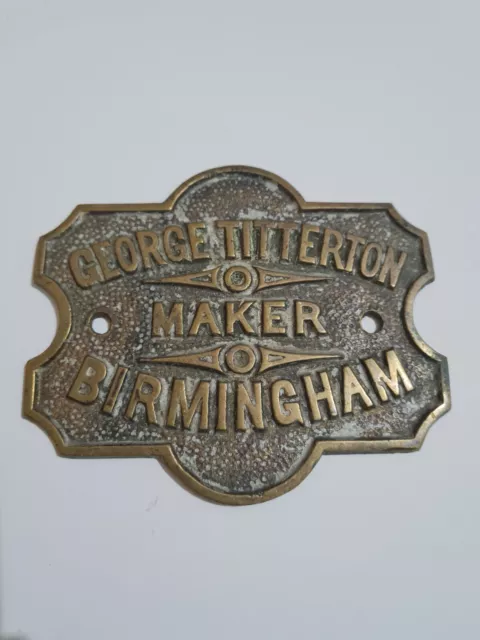 George Titterton Maker Birmingham Safe Plaque Safe Name Plate