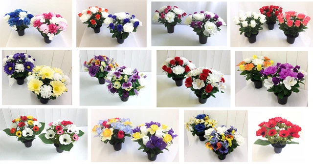 Memorial Grave Vase Artificial Flower Arrangement Cemetery Crematorium Silk Rose