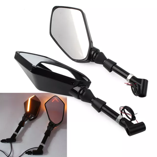 Motorcycle Rearview LED Turn Signal Side Mirrors 10MM For Kawasaki NINJA Z750