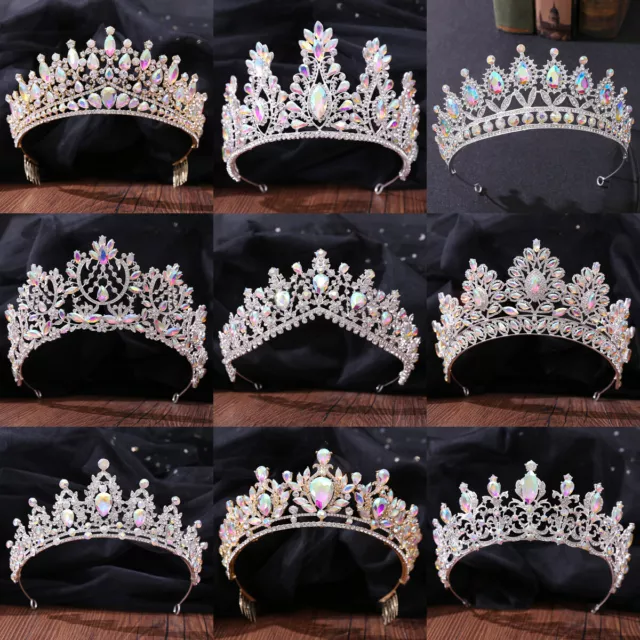 AB Kristall Königin Prinzessin Hochzeit Braut Diadem Tiara Krone 12 Stile