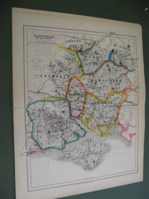 100% Original Hampshire Fox Hunting Map By Hobson C1860/S Vgc  Coloured