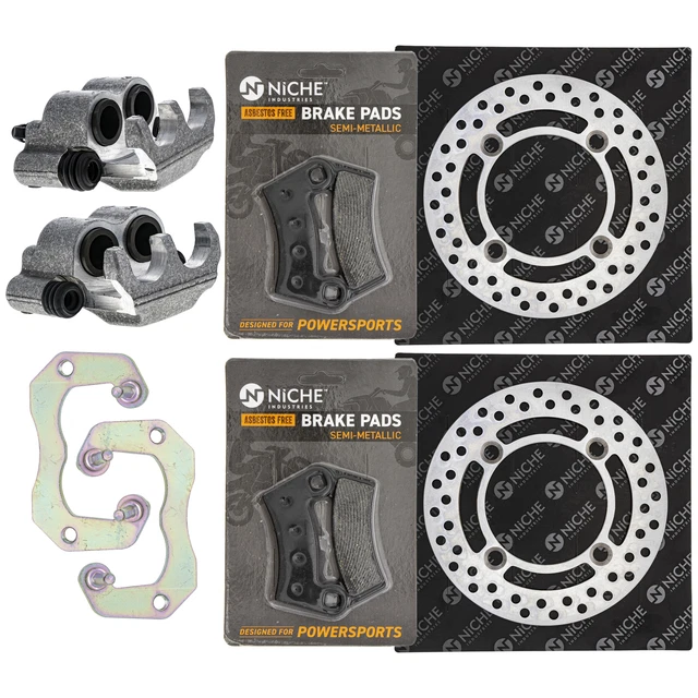 NICHE Rear Brake Rotor Caliper Pad Set for Polaris RZR 800 900 5254272 5254999
