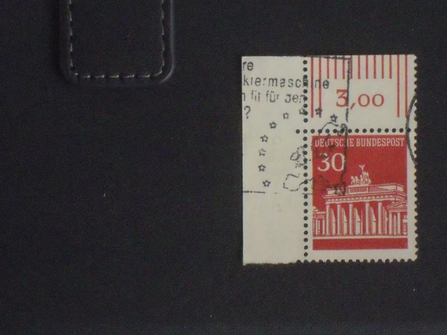 BRD Michel Nr. 508 v W OR, Brandenburger Tor, 30 Pfg., Eckrand oben links, gest.