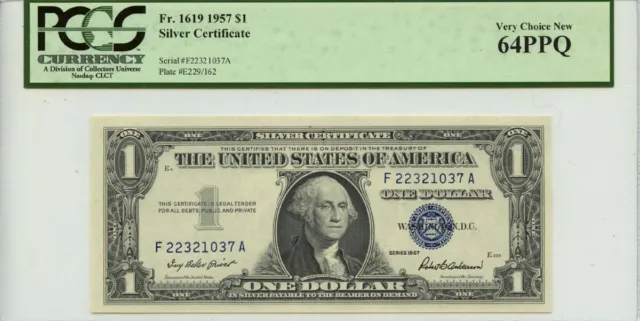 1957 $1 Silver Certificate FR#1619 PCGS Very CH New PPQ64