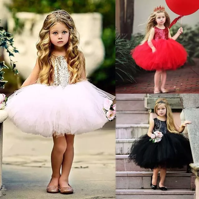 Toddler Flower Girls Bridesmaid Dress Clothes Baby Kids Party Lace Tutu Dresses