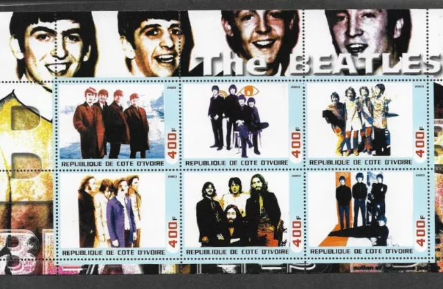 The Beatles Stamps Special Sheet Pop Music Mnh Ivory Coast 2003