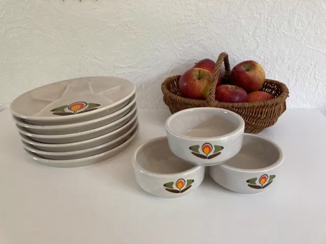 ★  Ancienne Assiettes à Fondue Louisiane Faïence de St Amand France Vintage