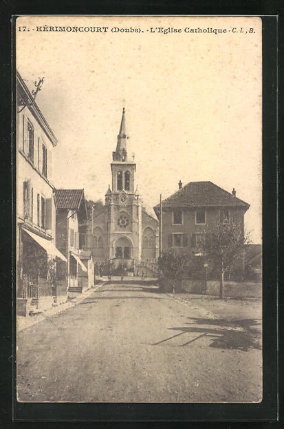 CPA Hérimoncourt, L´Eglise Catholique 1914