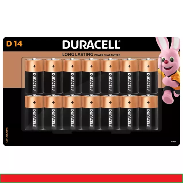 Duracell Coppertop Alkaline D Batteries 1.5v - 14 Pack