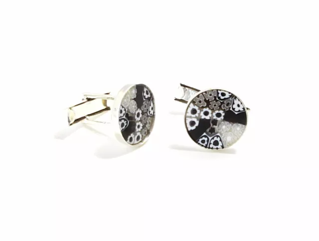 Gemelli Polsini Cufflinks Argento 925 e Murrine Vetro di Murano Made in Italy