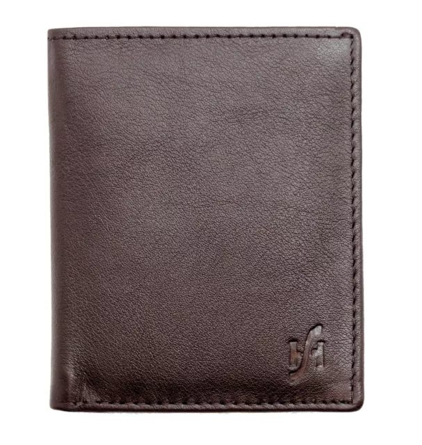 Mens Leather Slim Compact 8 Credit Card Holder Billfold Wallet Case in Brown 205