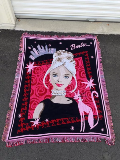 VINTAGE BARBIE WOVEN Tapestry Throw Blanket Pink Ballet Made In USA  Northwest £100.09 - PicClick UK