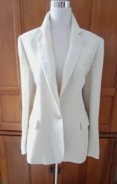 Ralph Lauren Nwt Ivory Textured Linen Equestrian Blazer Jacket Size 12