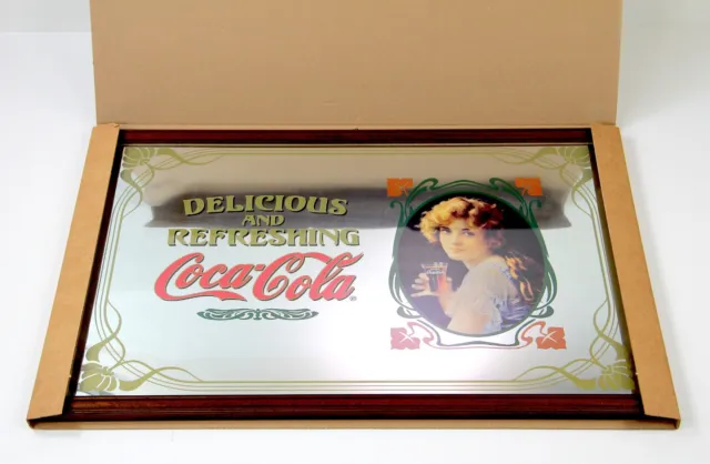 Specchio Grande Con Cornice in Legno Da Collezione - Merchandising Coca-Cola