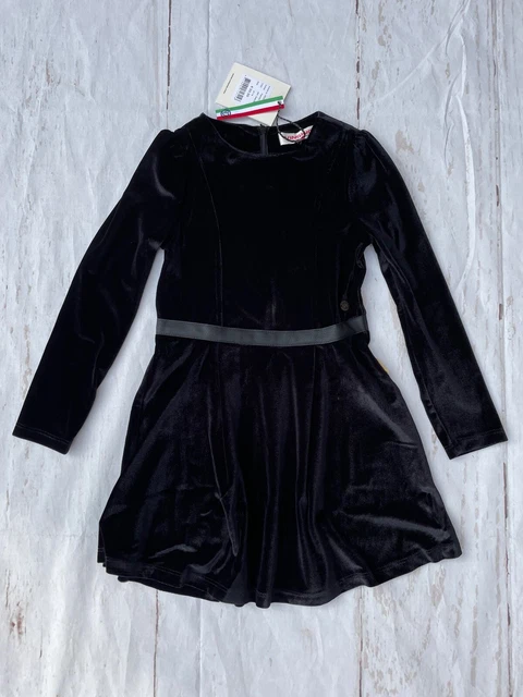 Abito da ragazza Vingino nuovo con etichette, colore nero intenso, età 12 anni, velluto, prezzo di ricambio £52 2