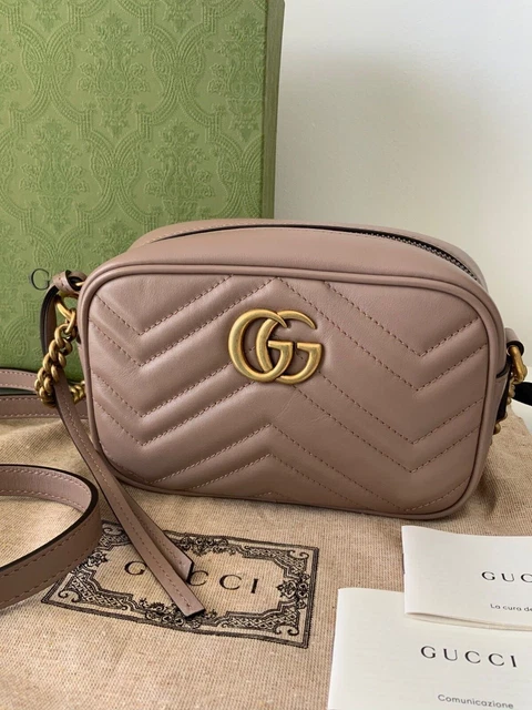 Gucci Camera Marmont Gg Mini Matelasse Nude Beige Leather Shoulder