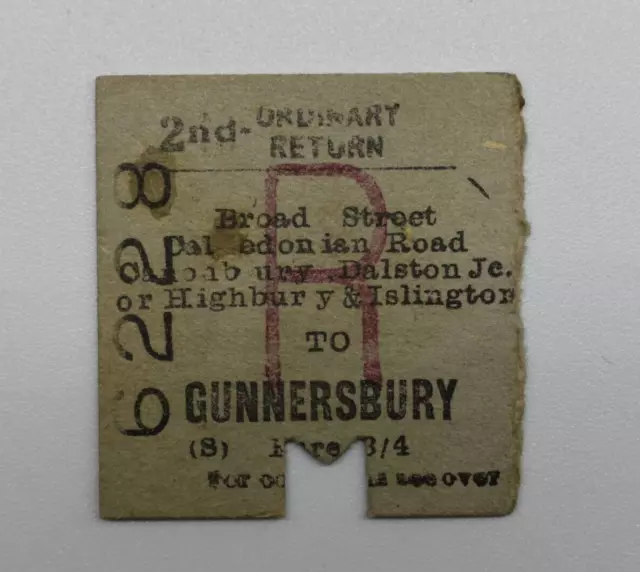 Railway Ticket Broad Street etc to Gunnersbury 2nd class BTC (S) #6228