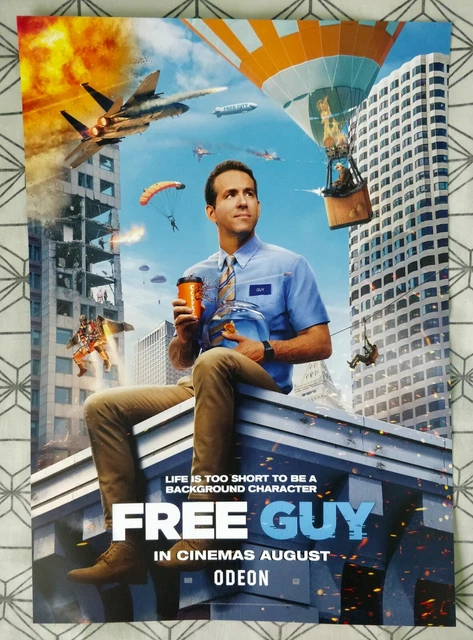 FREE GUY ODEON A3 Poster: Ryan Reynolds Jodie Comer Film Movie Cinema
