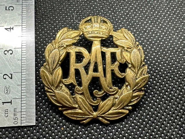 ORIGINAL WW2 BRITISH Royal Air Force RAF Brass Kings Crown Cap Badge £9 ...