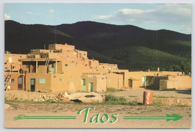 Taos New Mexico~Taos Pueblo~Native Americana Indian~Continental Postcard