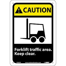 Graphic Signs - Caution Forklift Traffic Area - Plastic 7"W X 10"H National