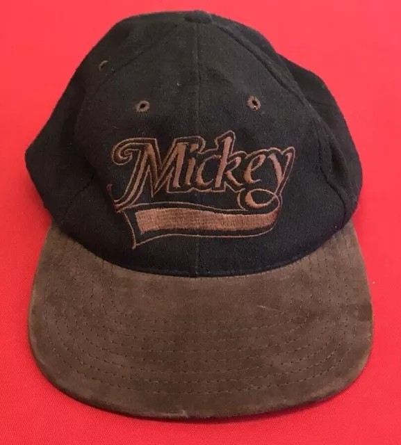Vintage Walt Disney Company Mickey Mouse SnapBack Cap Hat Black Brown USA OSFA