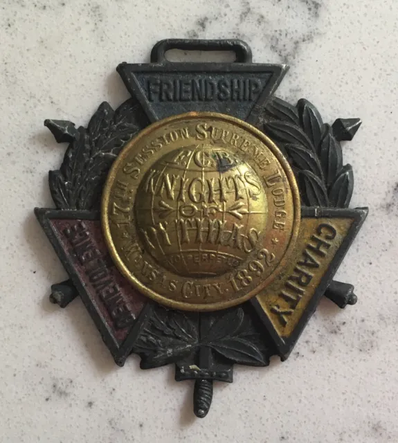 Antique Knights Of Pythias Supreme Lodge Souvenir Watch Fob Kansas City 1912