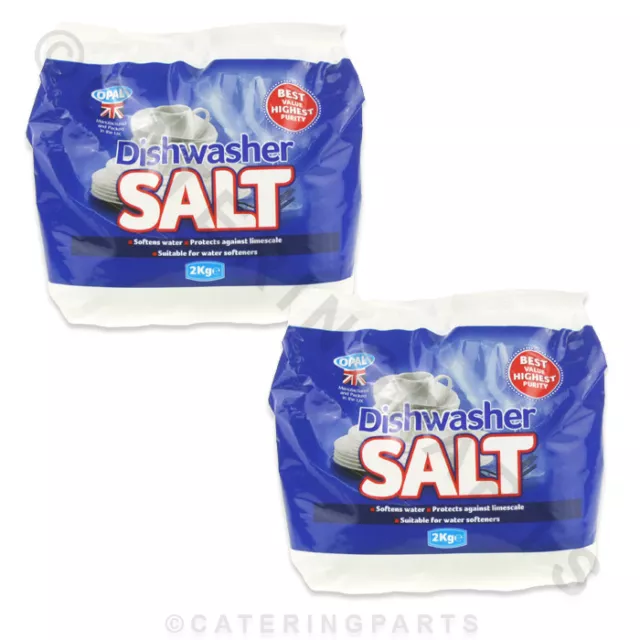 4KG DISHWASHER GLASSWASHER WATER SOFTENER SALT GRANULES 2 X 2kg BAGS - OPAL