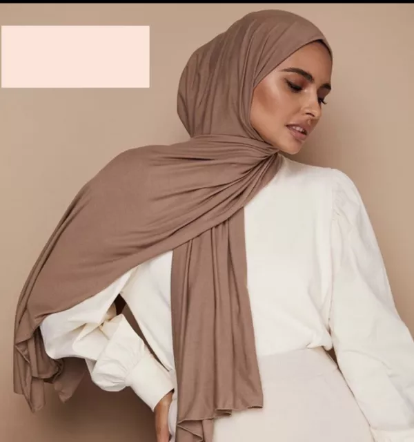 Womens Jersey Hijab Large Plain Stretchy Maxi Scarf Shawl Wrap Uk