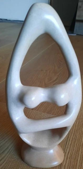 Midcentury Modern Abstract Dancing Couple Statue. Hand Carved Soapstone.