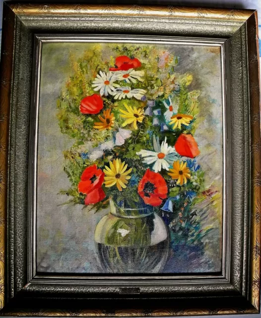 Rober Kohl AUSTRIA 1891-1944 EXCELENTE BODEGON DE FLORES OLEO/CARTON 77X65 CMS