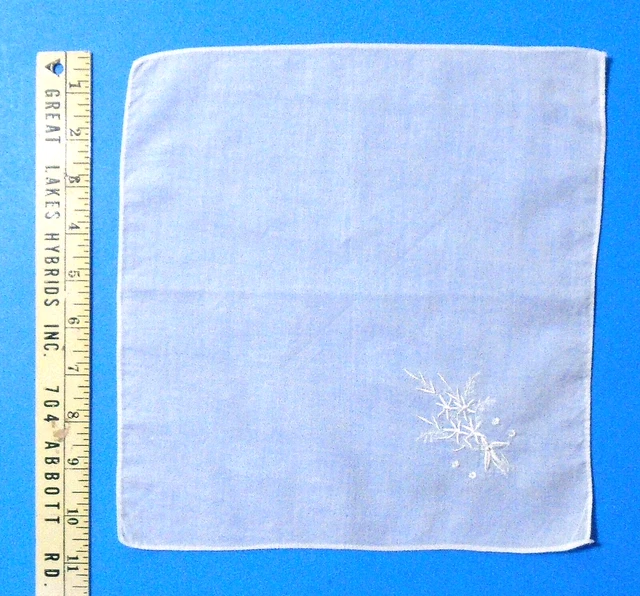 Vintage Ladies Handkerchief/Hanky #331- White Embroidered Flowers on White