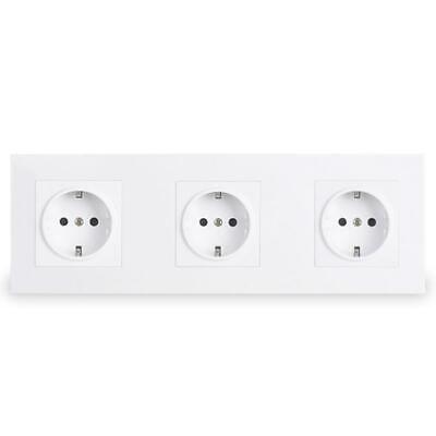 Wall Power Socket 16A Protective Door PC Panel EU Standard 3 Outlet Grounded