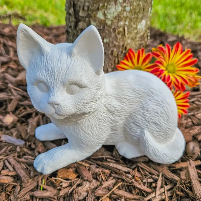 Bisque de cerámica de orejas grandes para gato gatito 6,4" en stock listo para pintar cerámica