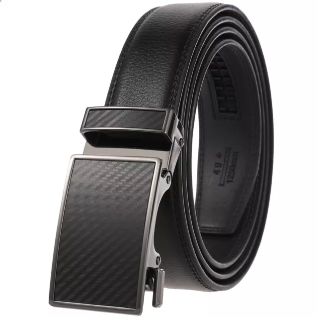 Business Men's Leather Belt Automatic Buckle Strap Ratchet Waistband Gift Suit