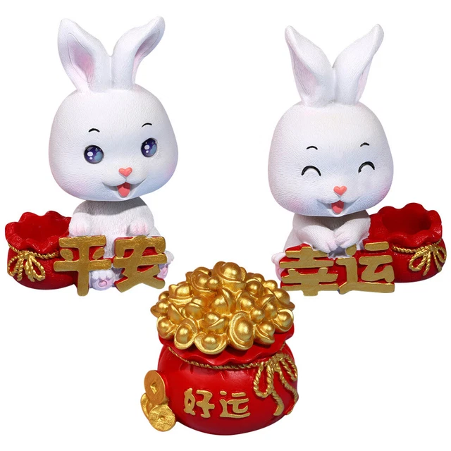 Ornement De Lapin Porte-bonheur Figurine Chinois Sculpture Décor