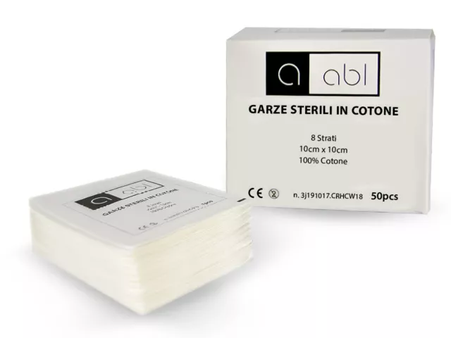 Garze Sterili 10x10 - 50 Buste con 50 Quadrati di Garza Idrofila in Cotone