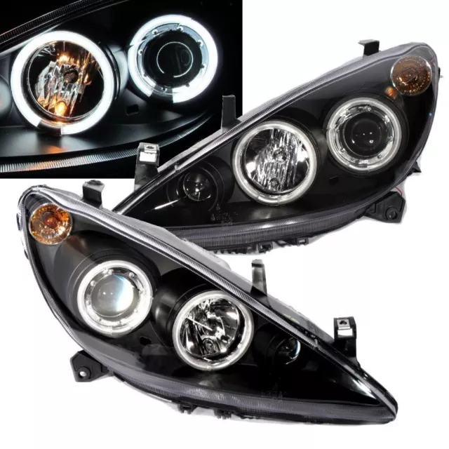 2 Feux Phare Avant Angel Eyes Noir Pour Peugeot 307 Phase 1 De 2001 A 06/2005