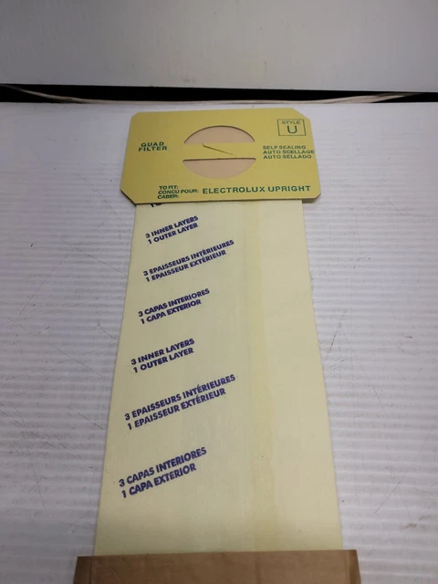 VACUUM Style U BAGS for ELECTROLUX Upright  100pk