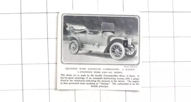 1912 Automatic Lubrication In 15 h.p., 4 Cylinder Mors Car 1912 Model